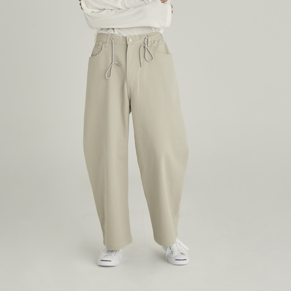 【BAON】[unisex] Bitmottle Curved Banding Balloon Wide Pants BAON